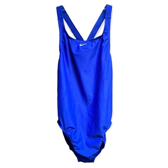 Nike® Hydrastrong Size 10 Medium Blue Competition Swimwear One piece Swimsuit - Picture 2 of 5